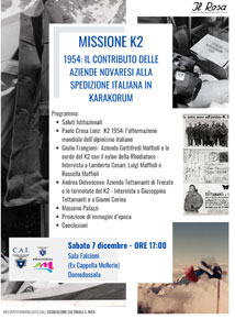 Associazione Culturale Il Rosa: Missione K2 - 1954: il contributo delle aziende novaresi alla spedizione italiana in Karakorum - 7 dicembre 2024