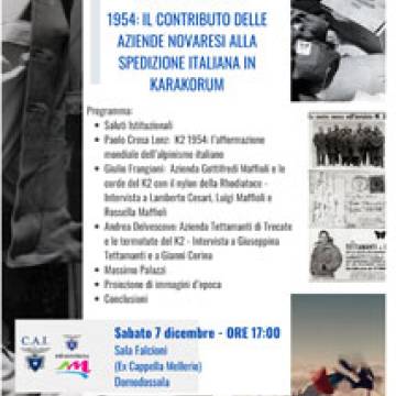 Associazione Culturale Il Rosa: Missione K2 - 1954: il contributo delle aziende novaresi alla spedizione italiana in Karakorum - 7 dicembre 2024